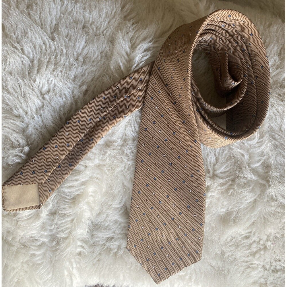 RARE Pulci Italian Silk Tie brown Polka Dot Thin 2 1/2”